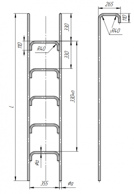 Лестница канализационная Л 1 (25 круг) L=1-11м.